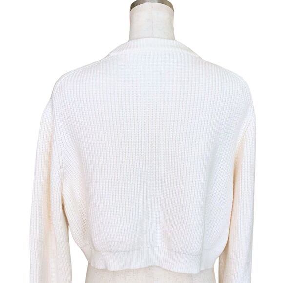 Zara Cropped Long Sleeve White Sweater Women Size Medium - Picture 6 of 10